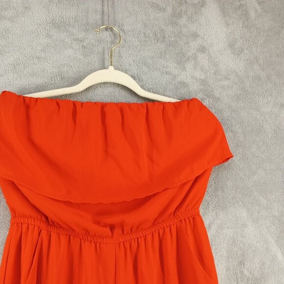 OOTD Jumpsuit SMALL(4-6) Pull on Off the Shoulder Red Elastic Neckline W/Pockets - Picture 6 of 11
